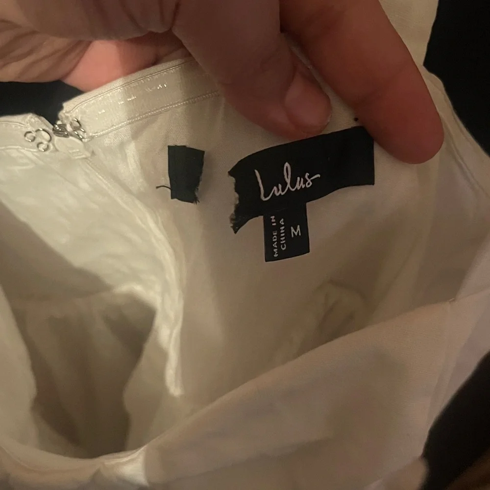 Lulu's Tier-ly Delightful White Tie-Strap Tiered Bustier Mini Dress - Picture 5 of 7